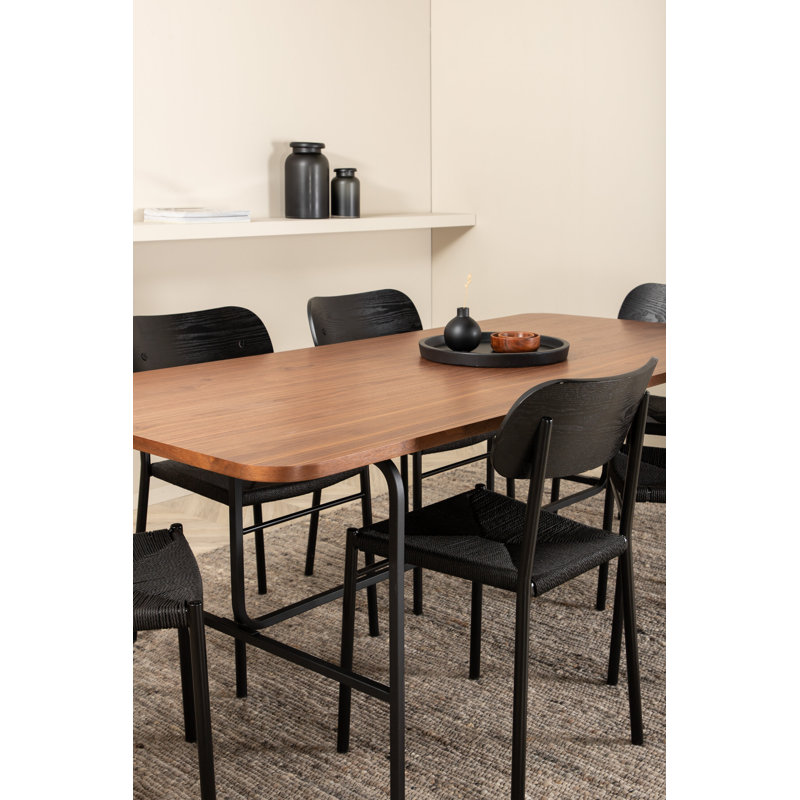 Amerius 6 - Person Dining Set, Beige, Black
