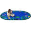 Tapis ovale touffeté à motif floral bleu-1028875031