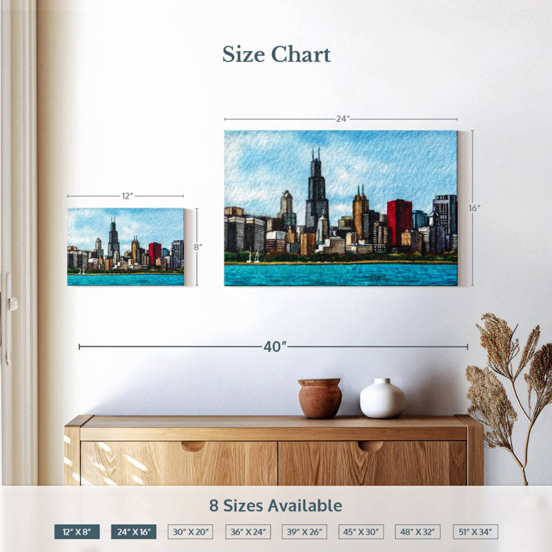 Horizon de Sirci à Chicago, H 16 po x l 24 po