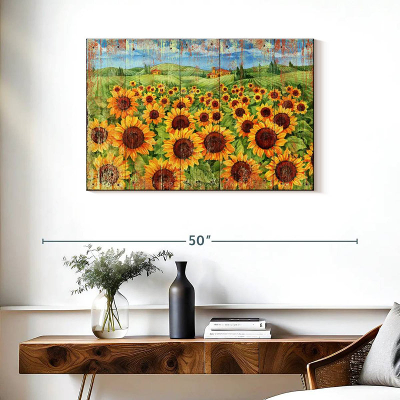Champ de tournesols Alvord vieilli, H 24 po x l 36 po