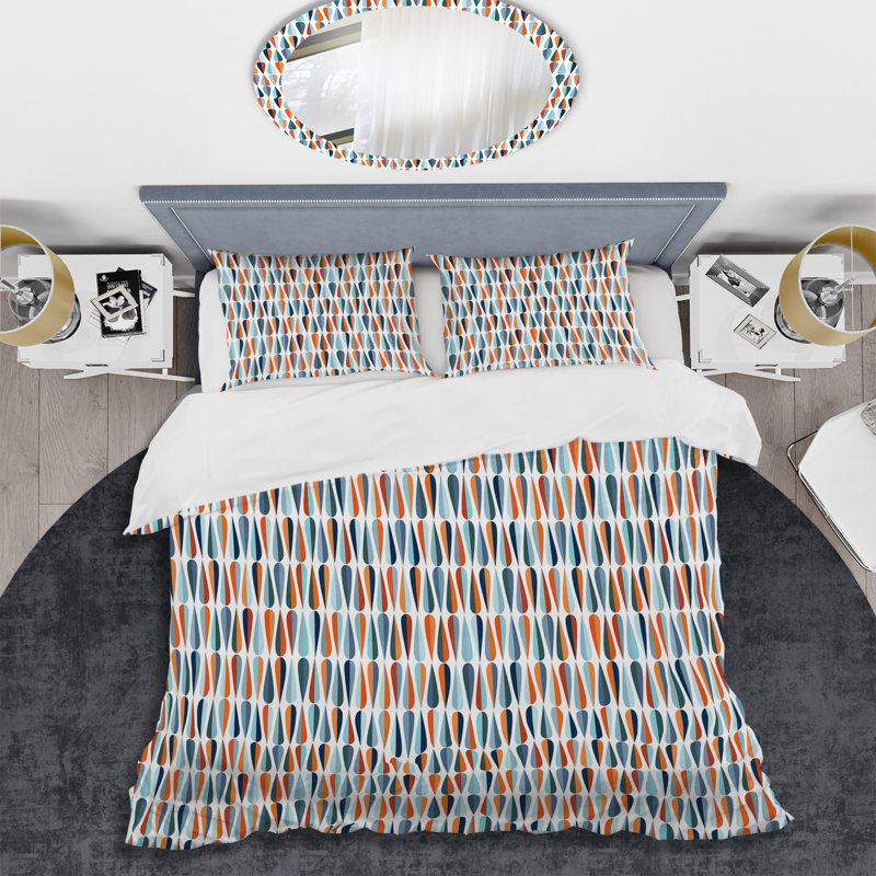 Retro Art Deco - Mid century bedding set - Modern Mid-century Bed cover set, King Duvet Cover + 2 Shams