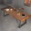 Bureau rectangulaire en bois massif brun noyer + noir-341338729
