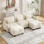 Canapé ergonomique en chenille 3 places avec 2 repose-pieds et coussin de taille délicate pour salon, chambre à coucher-1335441724
