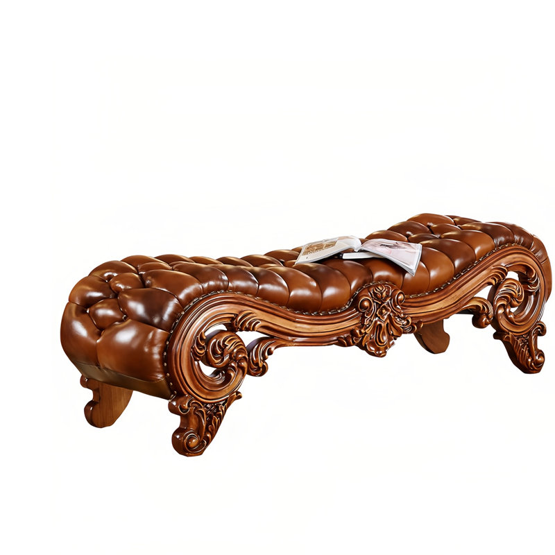 Banc rembourré en cuir de vache Atavia