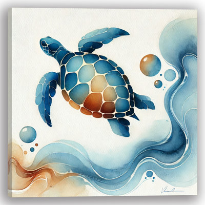 «Colorful Turtle Adventure», art mural sur toile tendue