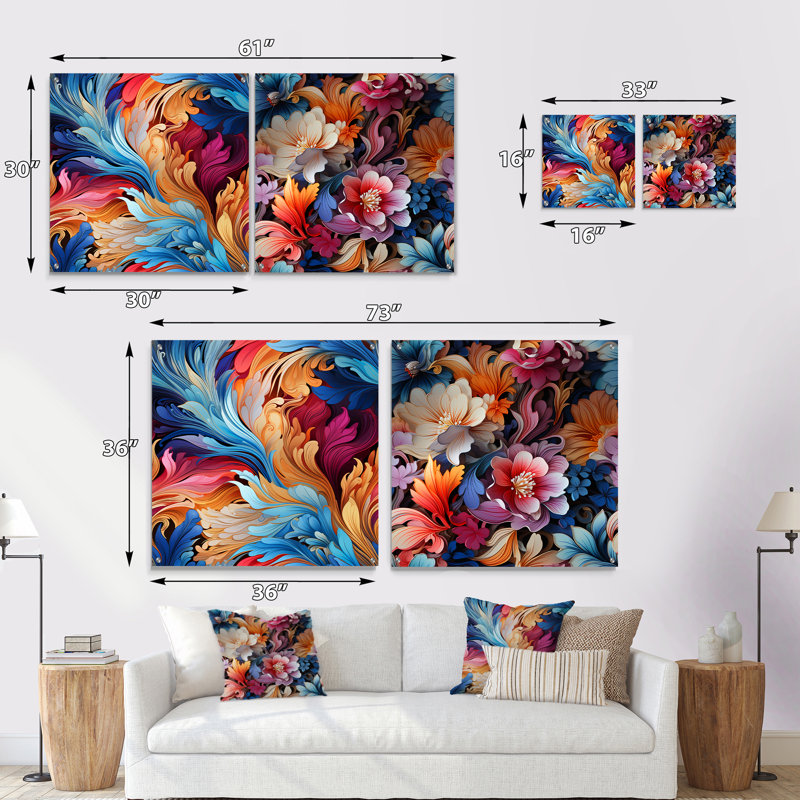 Pollman - Ensemble de 2 art mural en verre acrylique, H 36 po x l 73 po