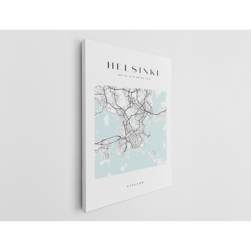 Helsinki Map Print Finland Canvas Print, 45" H x 30" W