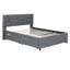 Lit plateforme moderne en lin gris avec lit gigogne caché pour chambre d'amis-841362560