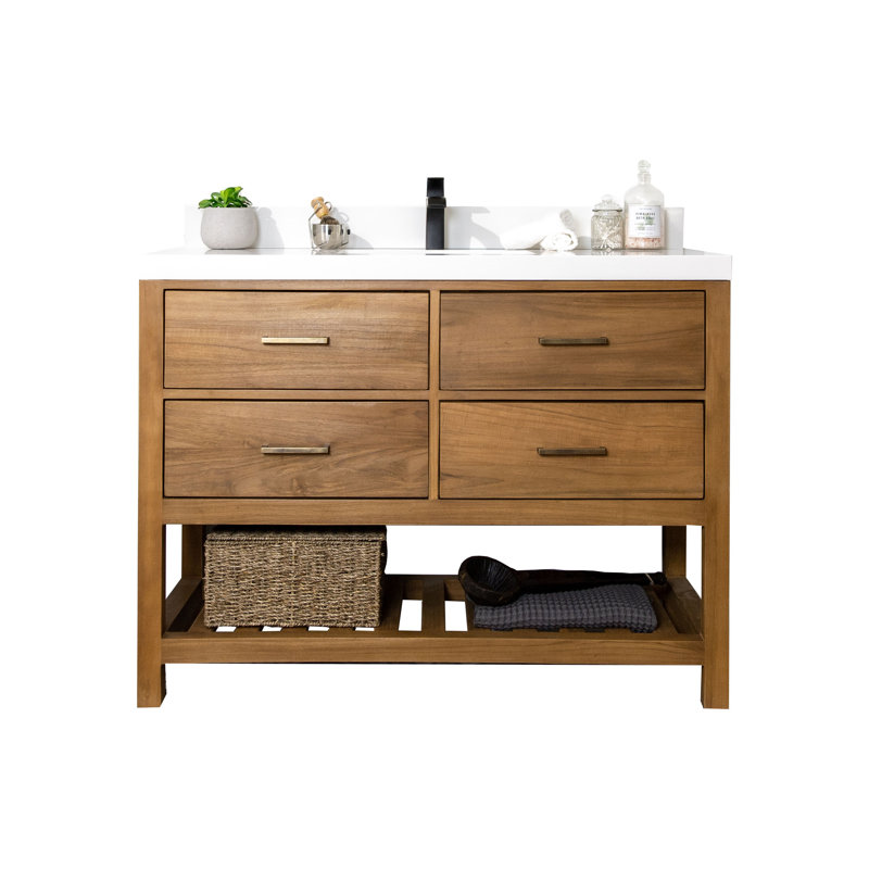 Ensemble de meuble-lavabo simple 42 "36", Blanc, Marron