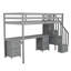 Lit mezzanine simple avec bureau et double rangement gris pour les espaces reconnaissables