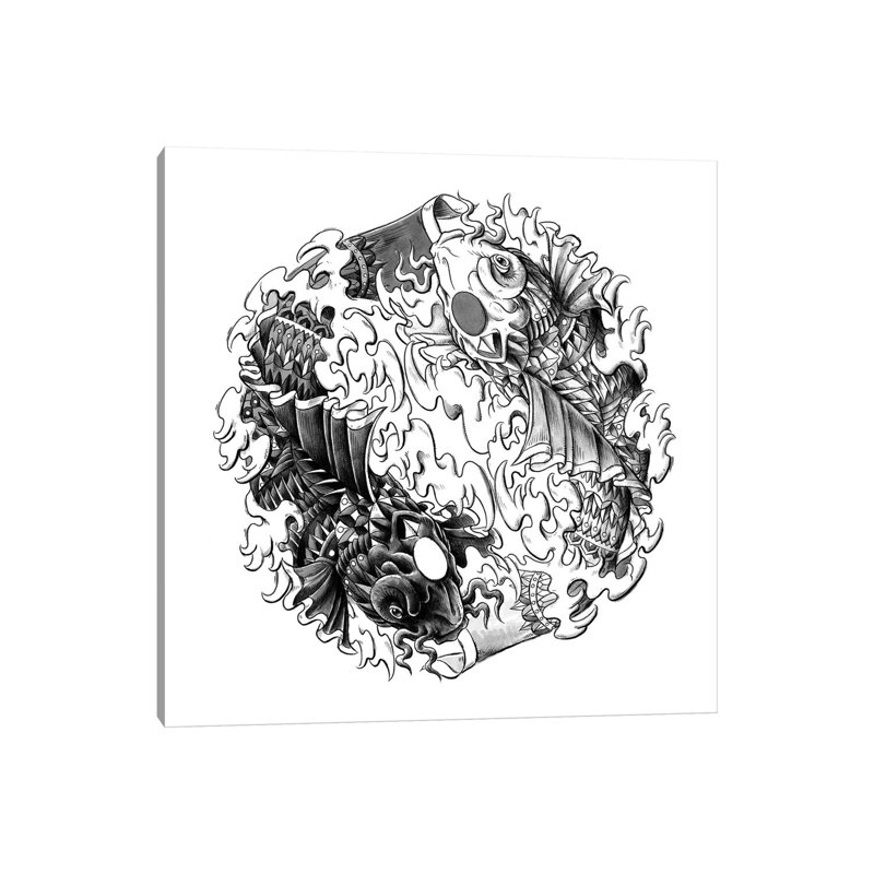 Yin Yang Kois by Bioworkz - Wrapped Canvas Print, 30.48cm H x 30.48cm W