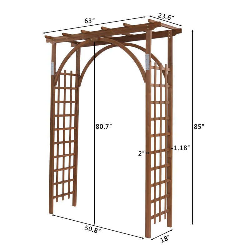 Tonnelle en bois massif Ea l 62,99 po x P 23,62 po, Marron foncé