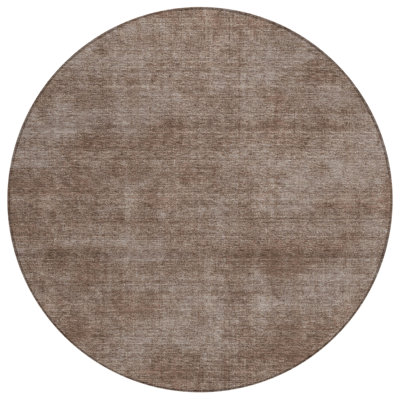 HomeRoots 8' Brown Round Washable Indoor Outdoor Area Rug