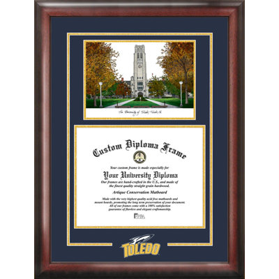 Cadre de lithographie à boisson spiritueuse avec images campus toledo rockets NCAA