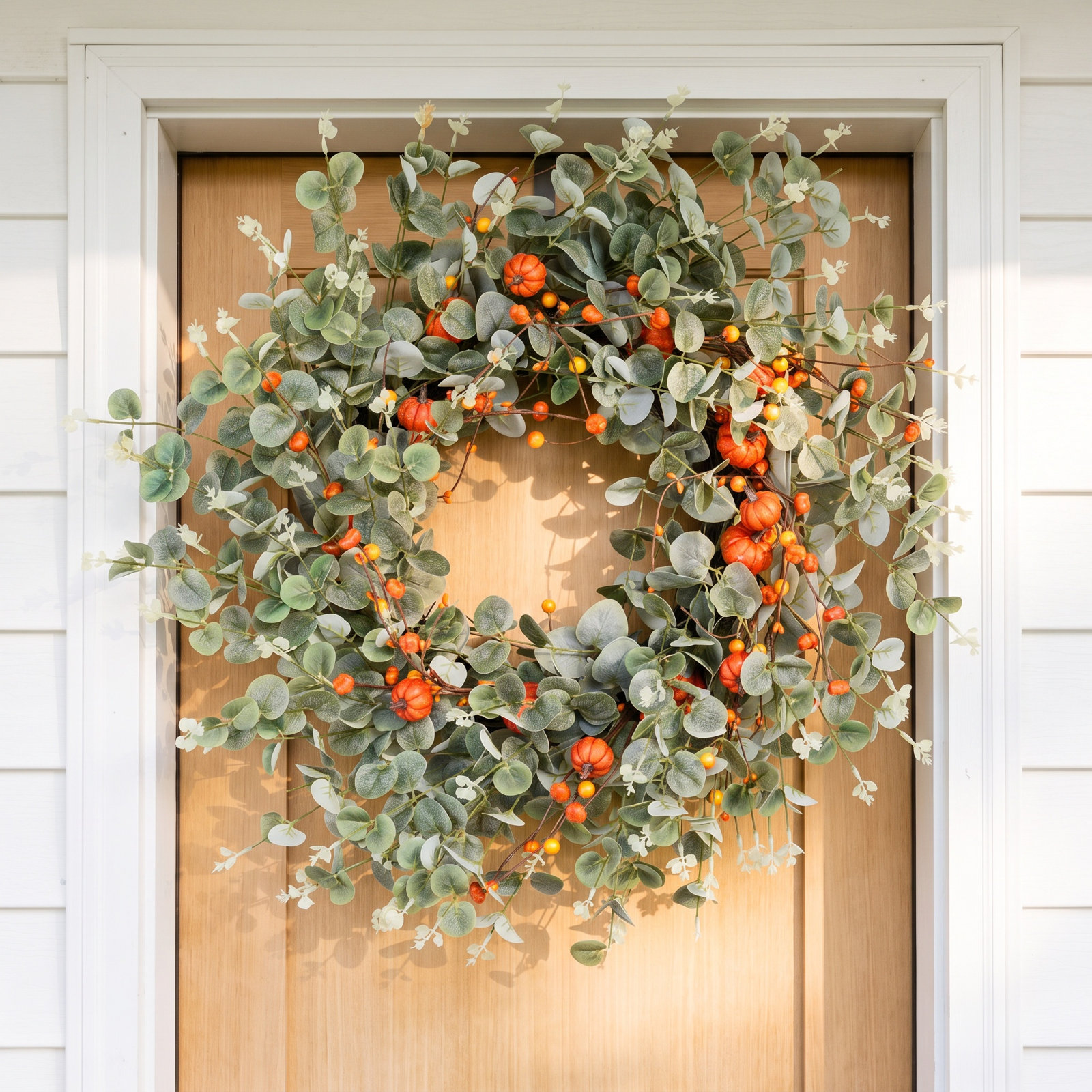 26" Handcrafted Pumpkin Eucalyptus Wreath