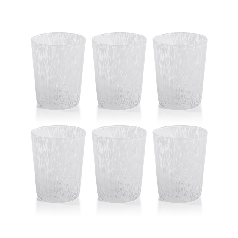 Gobelets Buck en verre moucheté, ensemble de 6, Blanc