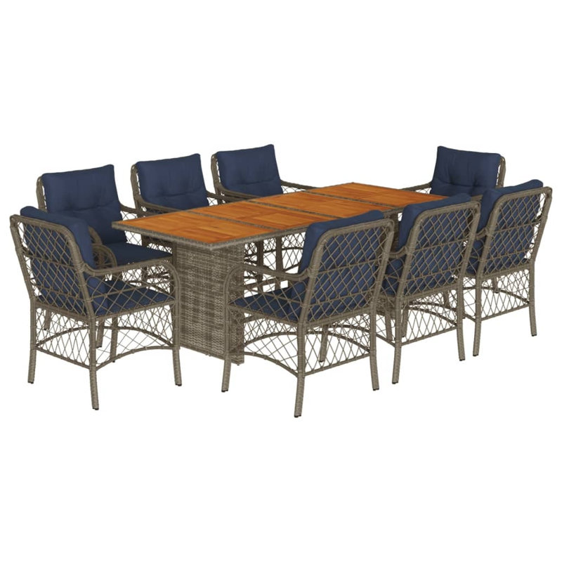 Patio Dining Set with, Solid Wood, Tan, Natural