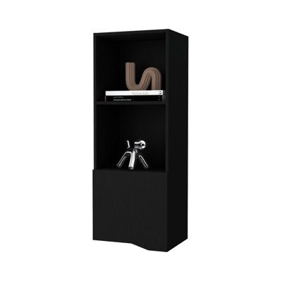Modern Wall Cabinet In Black - Versatile Storage Option One Door Solution For Home