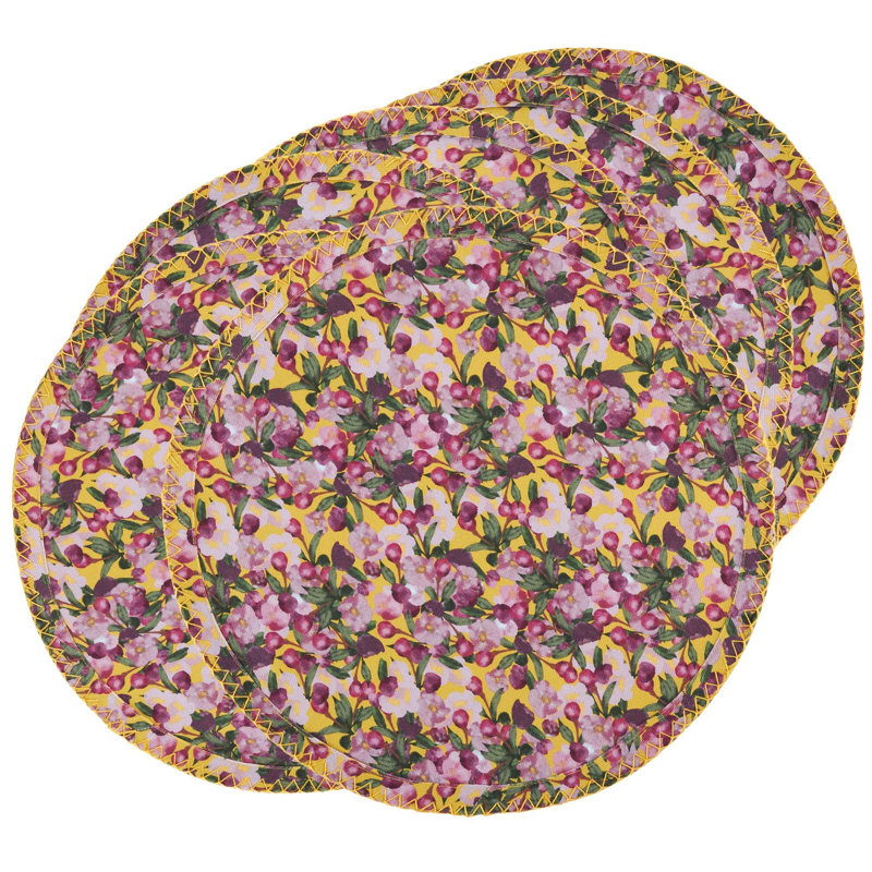 6 Round Placemats Romance is Dead, Yellow