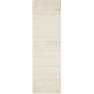 Brookneal Striped Hand-Woven Flatweave Wool/Cotton Natural Area Rug