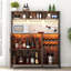 Armoire à vin Hoffarth 47,24 po avec lumières DEL, armoire à alcool avec 3 compartiments de rangement, support à vin et porte-verre