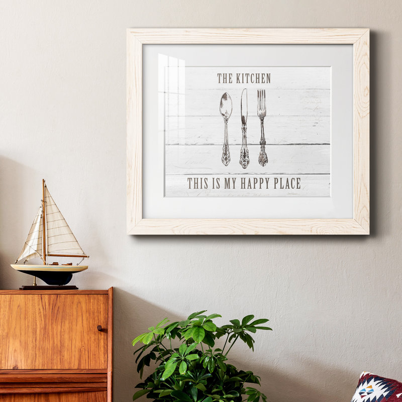 Kitchen Happy Place - peinture encadrée, Cadre blanc, H 24 po x l 18 po x P 1,5 po