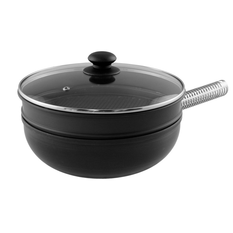 LloydPans Kitchenware Stir Fry Pan and Steamer Set, 10"
