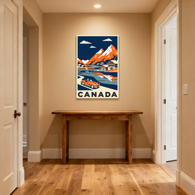 Affiche de voyage rétro avec paysage de montagne Canada