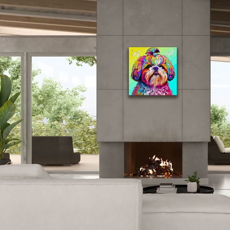 «Rainbow Shih Tzu» par Dean Russo, art mural sur toile, H 26 po x l 26 po x P 1,5 po
