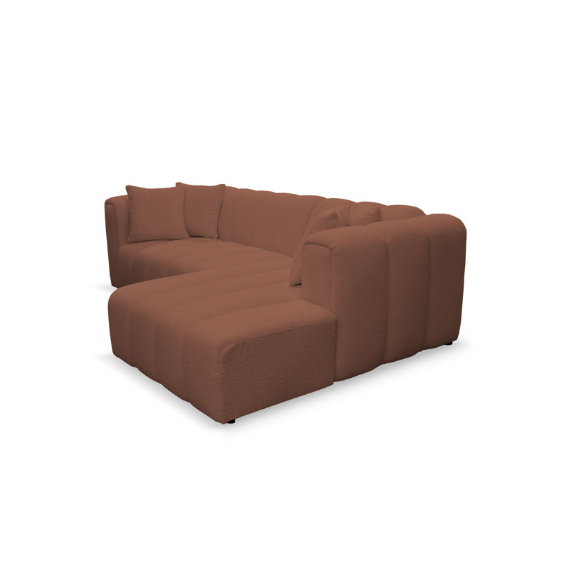 Oheneba 3 Seater Corner Sofa , Red, Right Hand Facing
