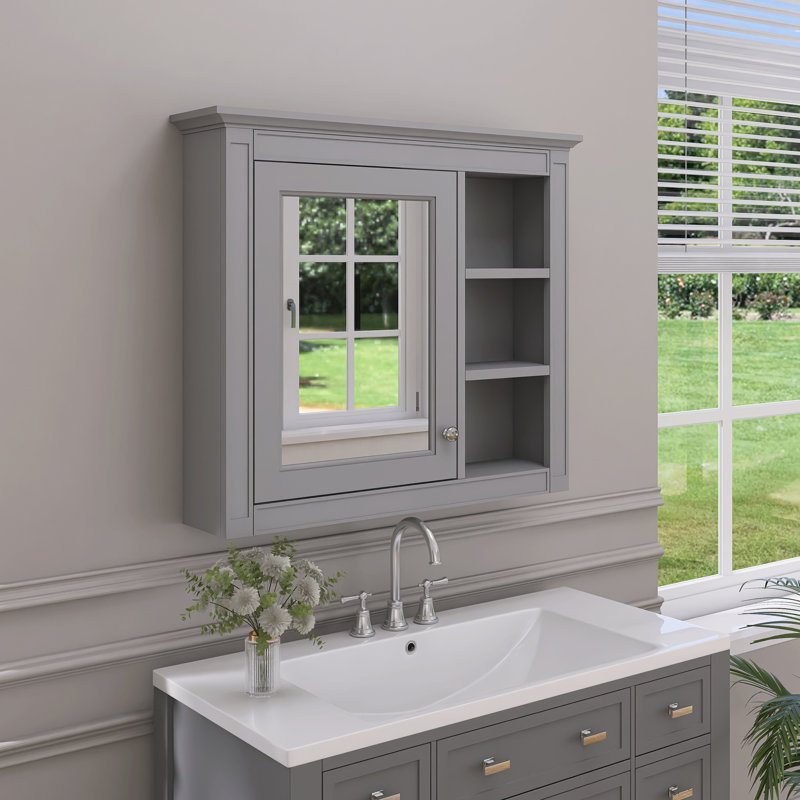 Armoire à pharmacie avec miroir Shafon l 30 po x H 28 po, Gris