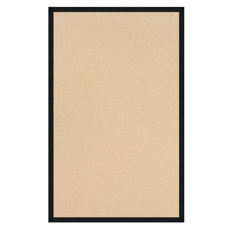 Nannette Handmade Light Beige Berber with Black Cotton Border Made in the USA Area Rug, Runner 2'6" x 8'