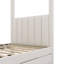 Lit à baldaquin simple beige avec lit gigogne et 3 tiroirs de rangement-1271328029
