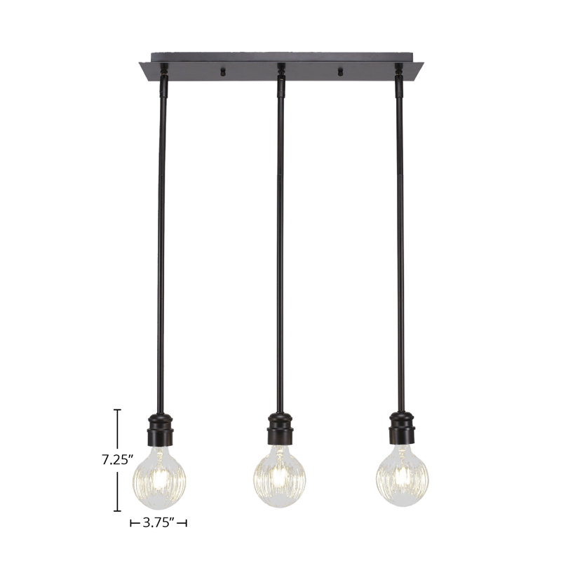 Edge 3 Light Linear Pendalier Shown In Espresso Finish With 4 Watt LED Bulbs