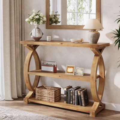 Console de 41 pouces en bois massif avec rangement à 3 niveaux