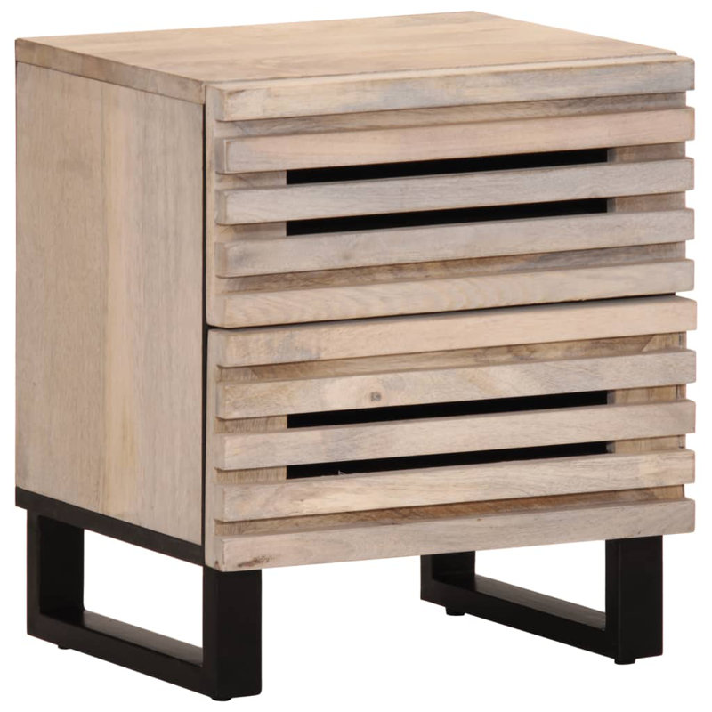 40cm W Steel Bedside Table, Natural