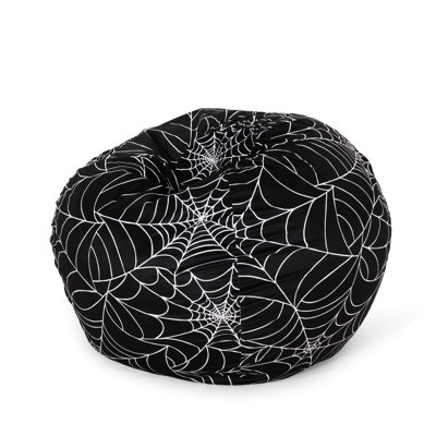 Fauteuil à billes en toile d'araignée noir et blanc - 3 pieds, rembourré de mousse, housse à fermeture à glissière amovible pour un entretien facile, couleur de pièce de salon moderne, confort supérieur rembourré de mousse, fermeture à glissière sécuritaire, confortable
