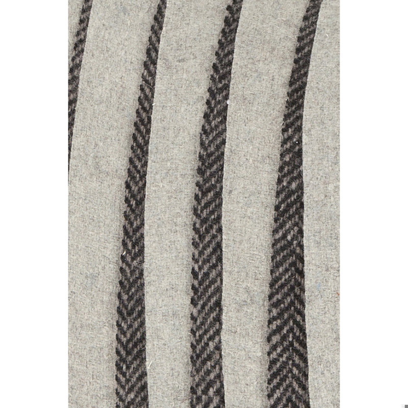 Wool Removable Cover Pillow Throw Authentic Handmade Square Polyester Fill Grey Non-Reversible Vertical Stripe With Gray Cotton Backing