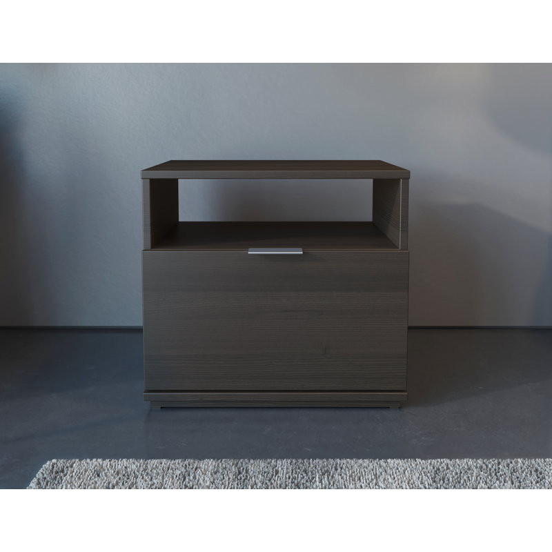 20'' W Particle Board / Chipboard Nightstand, Charcoal Gray