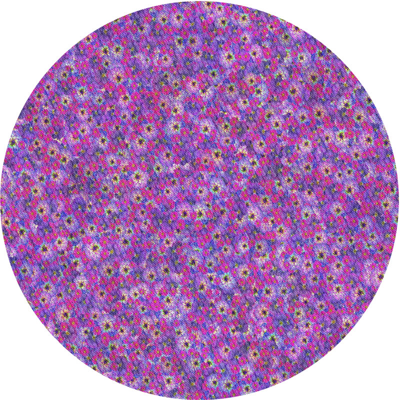 Tapis mauve/rose à tisser électrique, Rond 7 pi