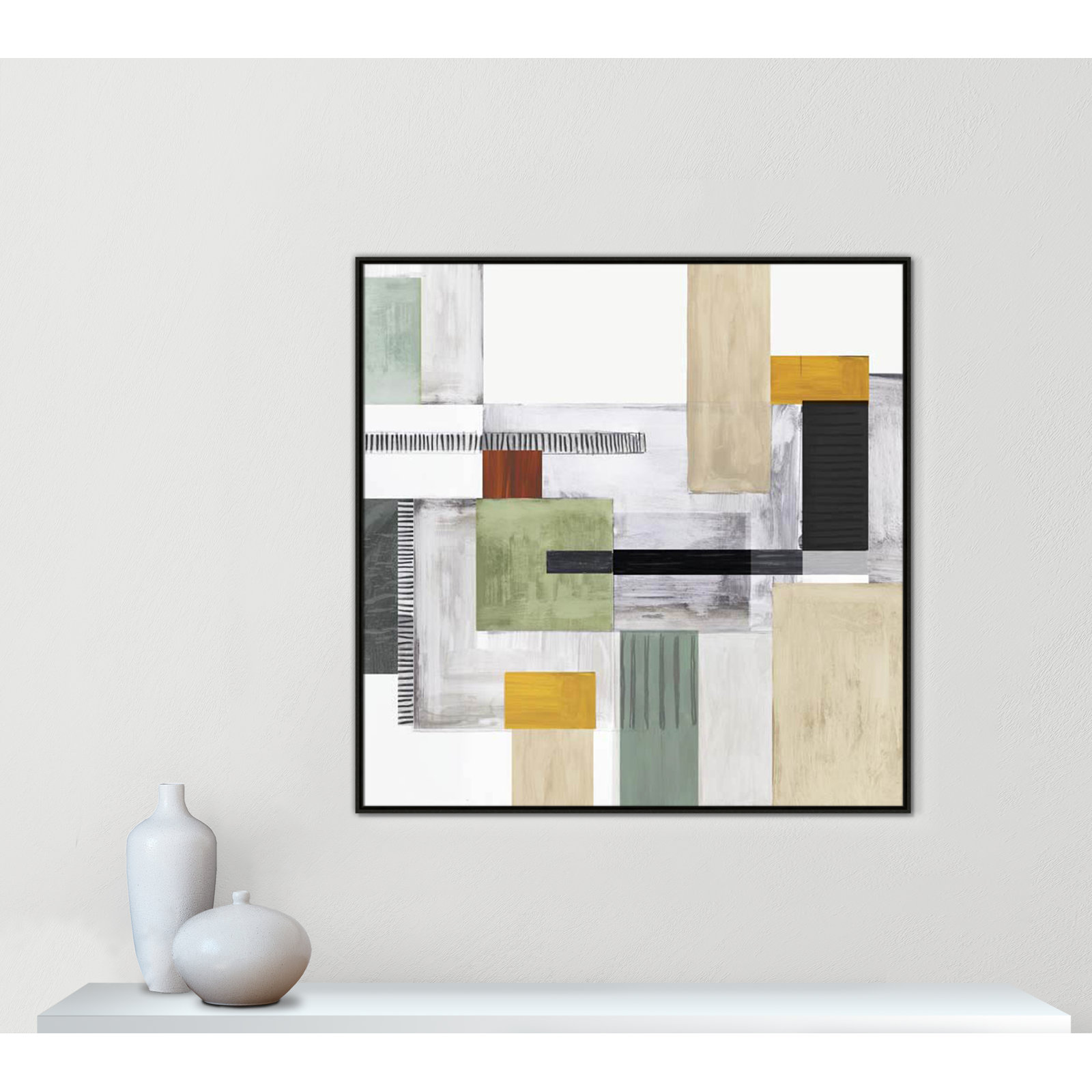 Playful Blocks, Espresso Floater Framed, 46.5" H x 46.5" W x 2" D