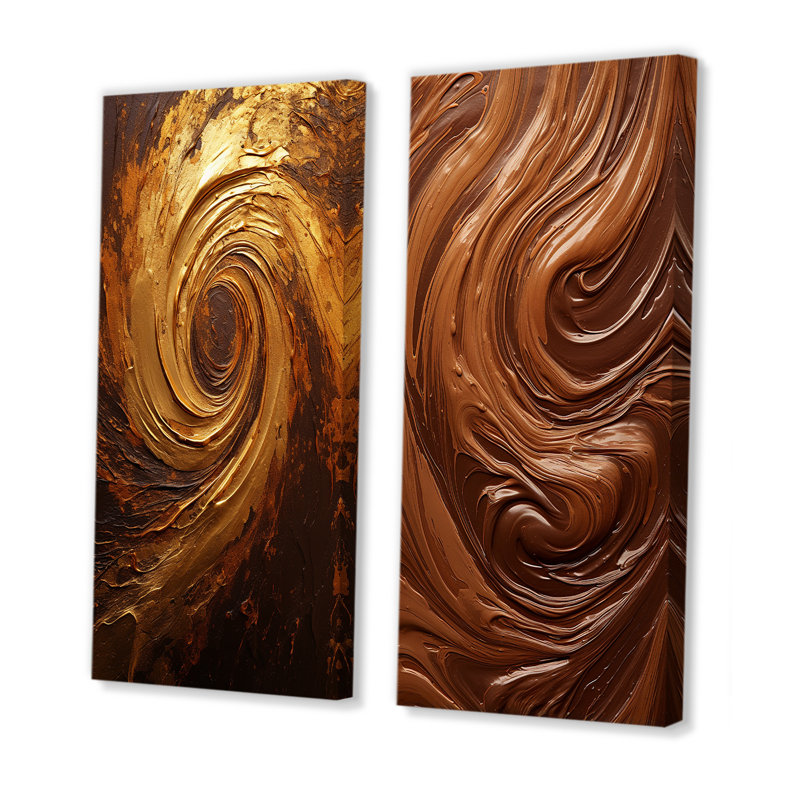 «Abstract Mocha Memories Spiral», ensemble de 2 reproductions d'art abstrait, Toile tendue, H 28 po x l 25 po