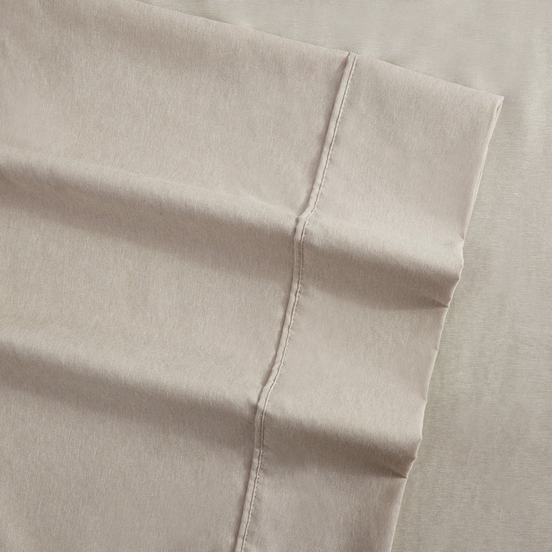 Sand Beige Twin Organic Polyester Microfiber Sheet Set