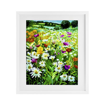 Hillside Fusion Meadow Framed Print Under Glass, design by Lee Ann Zirbes