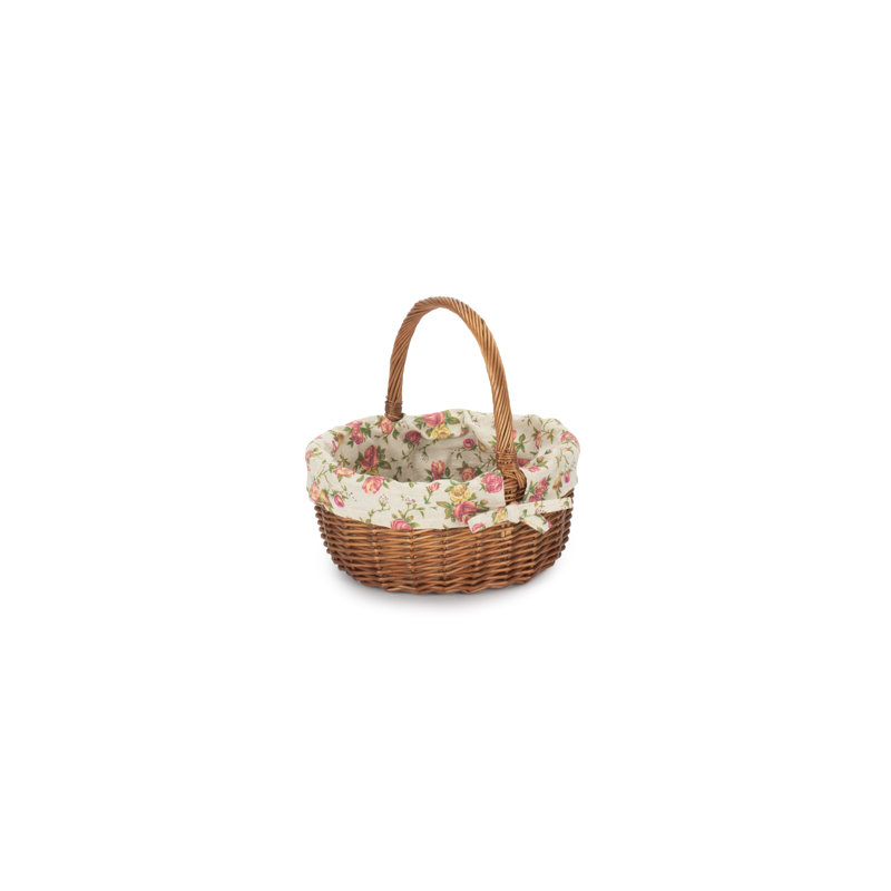 Oval Wicker Shopping Basket with Garden Rose Lining