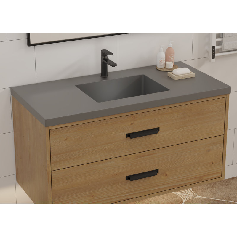 Meuble-lavabo mural simple 42 po avec lavabo en béton Maxbano