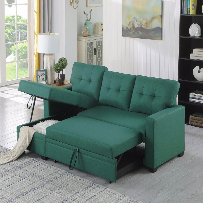Canapé modulaire rembourré avec méridienne, Vert