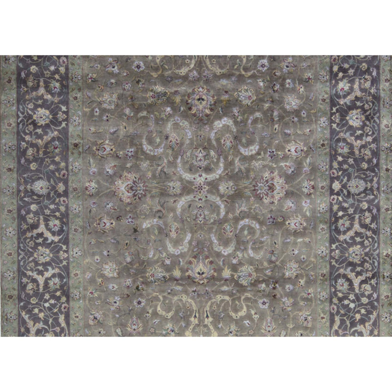 Tapis brun clair et brun de haute qualité noué à la main