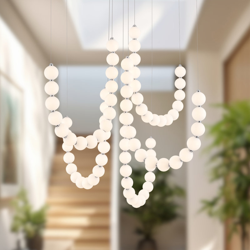Akoya 80 Light Silver dimmable LED Chandelier, Chrome-RT, 5 Head Chandelier