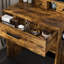 Table de coiffeuse avec miroir et lumières DEL réglables, prise de courant, support pour séchoir à cheveux et tabouret - Coiffeuse compacte pour petites chambres (rétro)